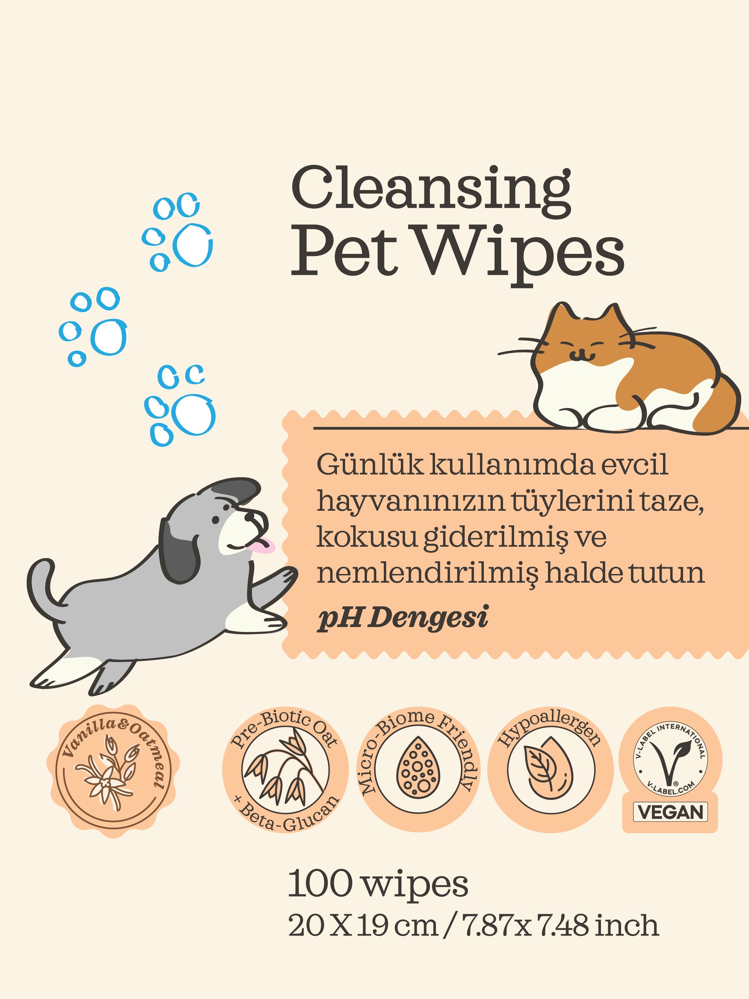 Lumi-Noble.燕麥益生元寵物清潔濕紙巾100張